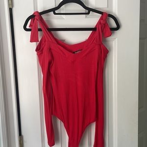 Express red bodysuit with tie straps